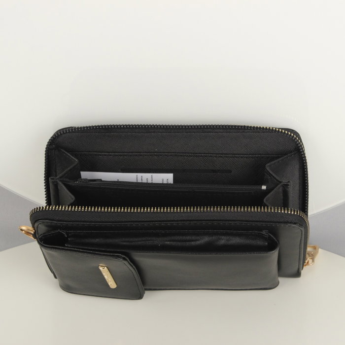 Zoozie Bags Bolsa de Teléfono de Cuero Negra con Billetera y Correa de Cadena Zoozie Bags Bolsa de Teléfono de Cuero Negra con Billetera y Correa de Cadena